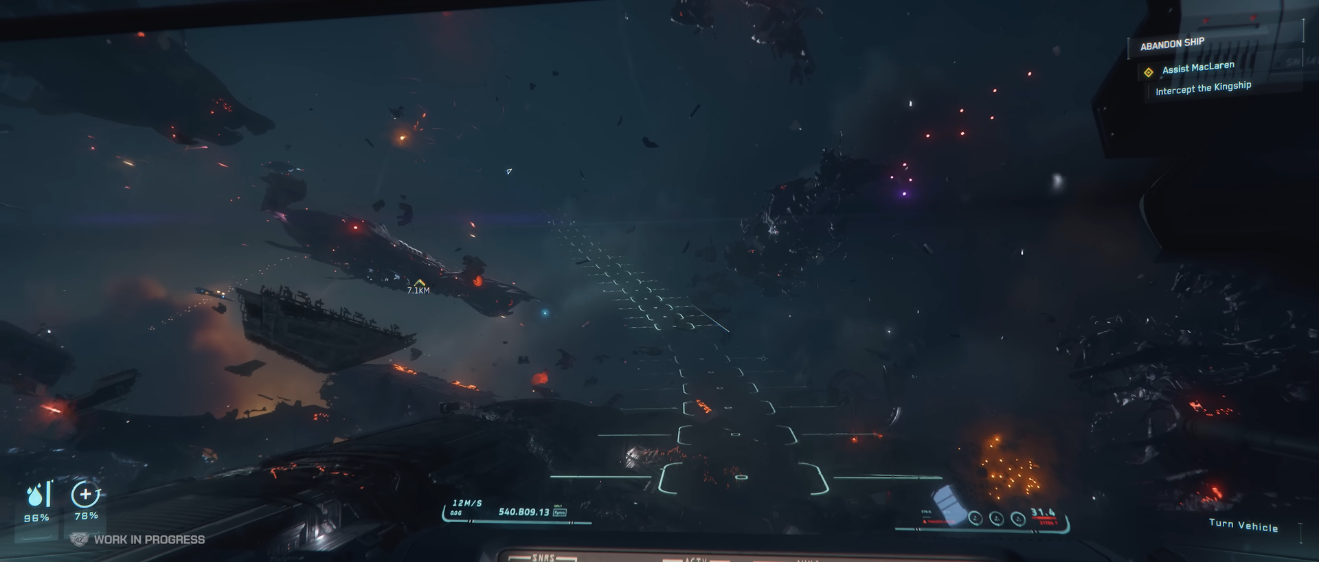 Piloting gameplay from the internal playtest build